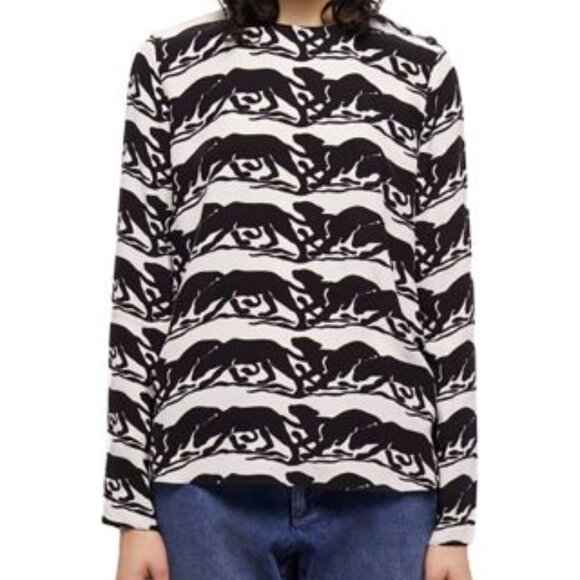 NWT | The Kooples | Panther Print Long Sleeve Blouse - Picture 3 of 12